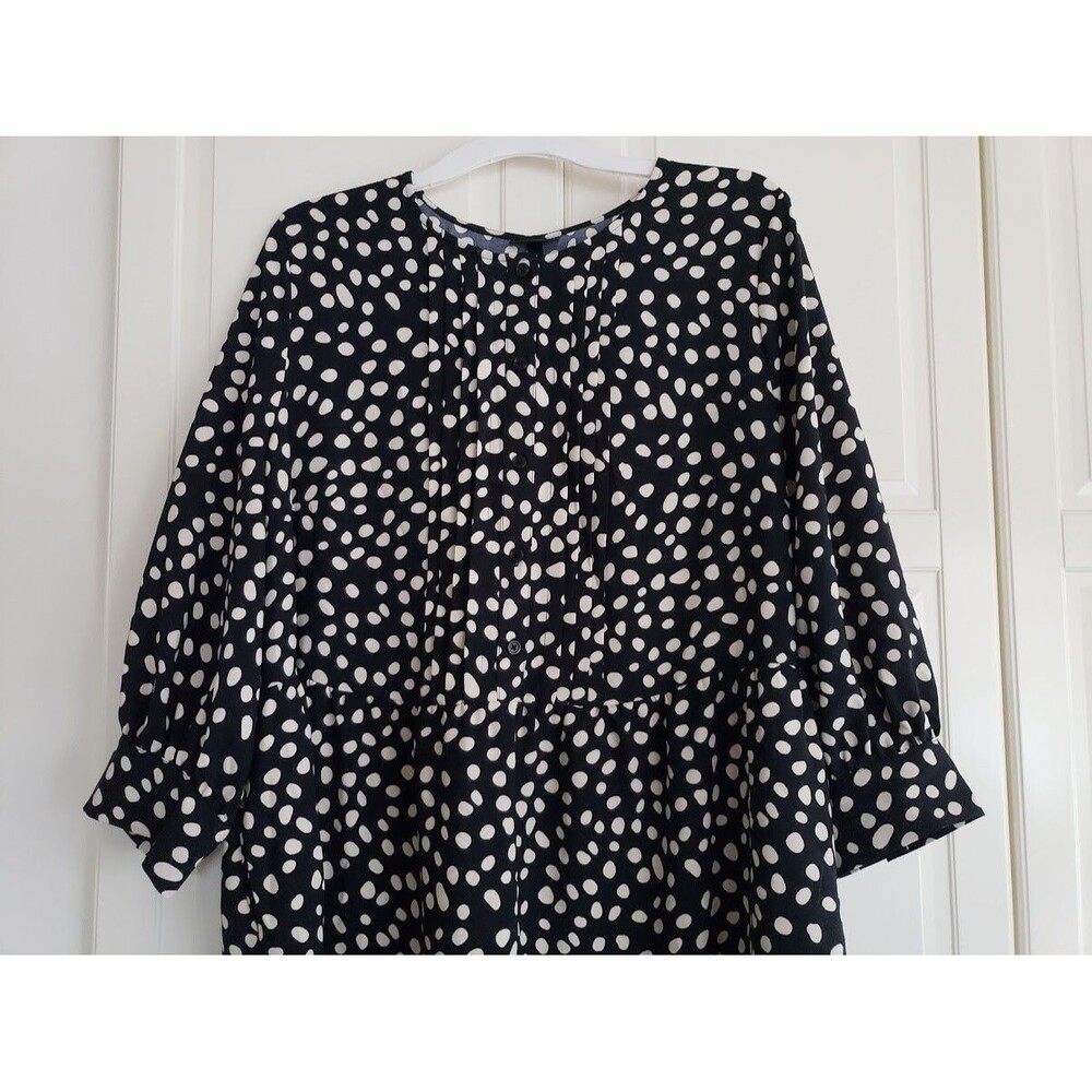 Who What Wear Pleated Mini Dress - Black Polka Dot - Womens XXL - NEW - Picture 4 of 7